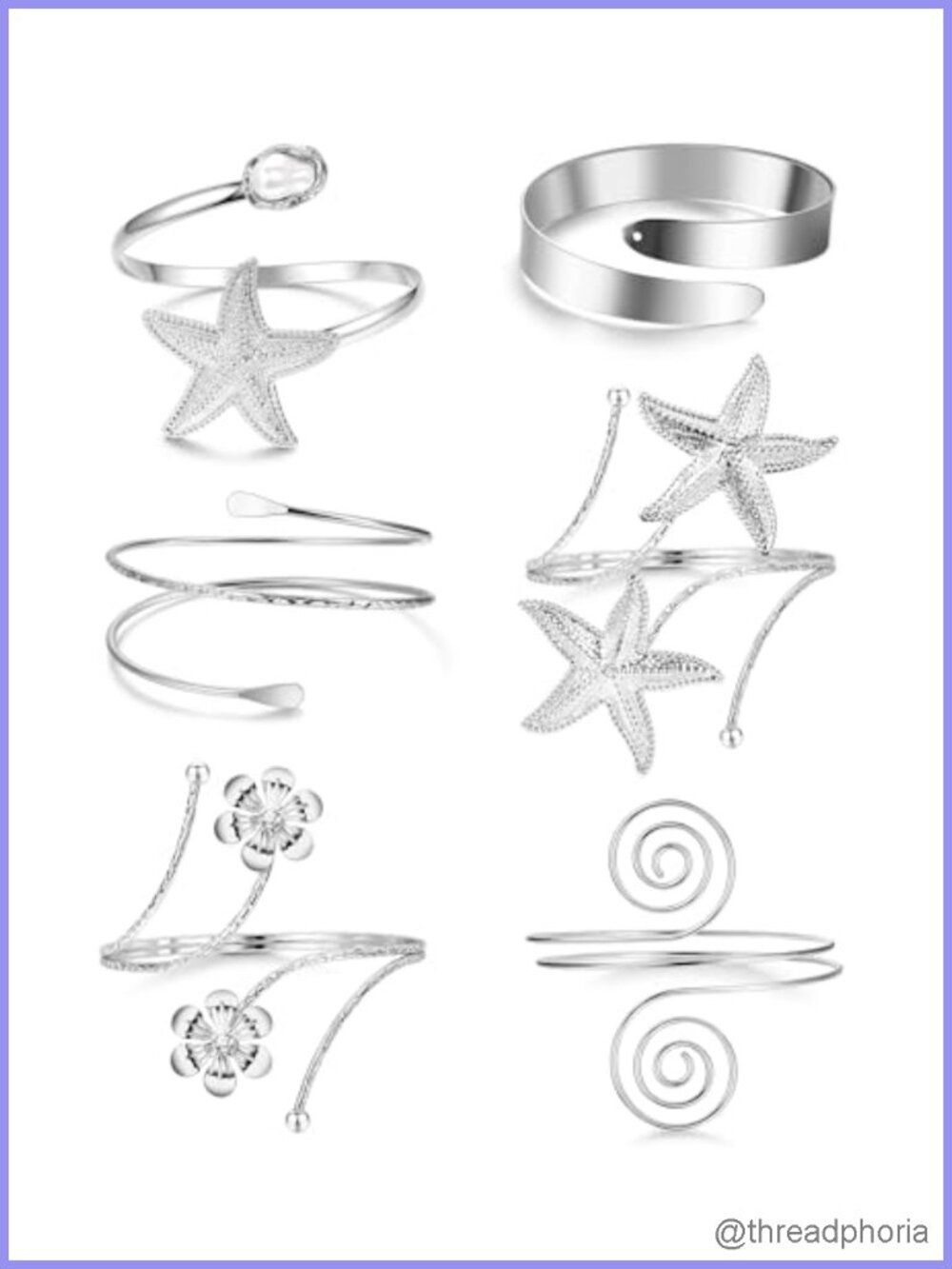 6 Piece Boho Arm Cuff Bracelet Set for Women - Adjustable Upper Arm Cuffs -